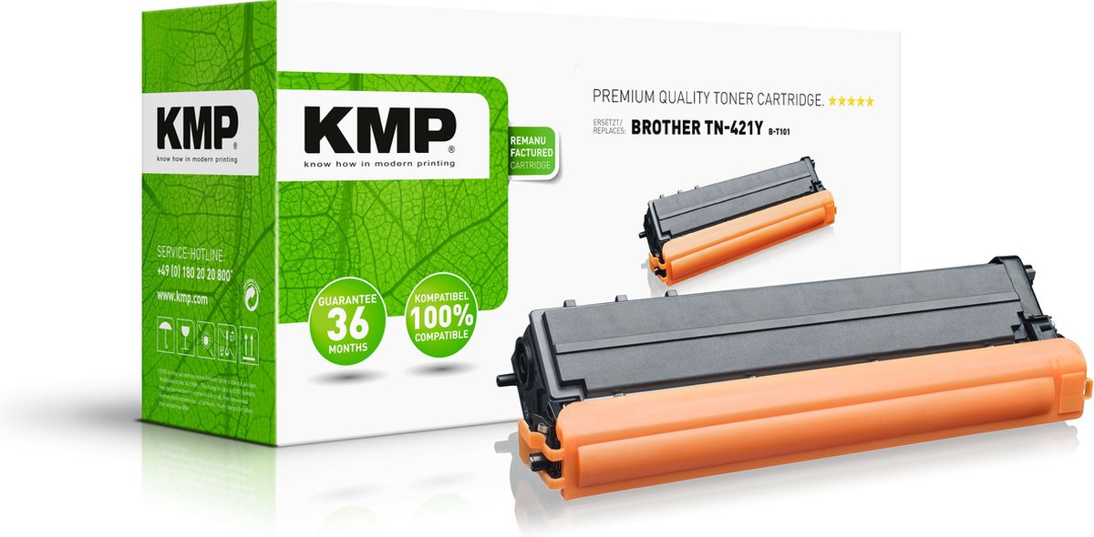 KMP Toner vervangt Brother TN-421Y, TN421Y Compatibel Geel 1800 bladzijden B-T101
