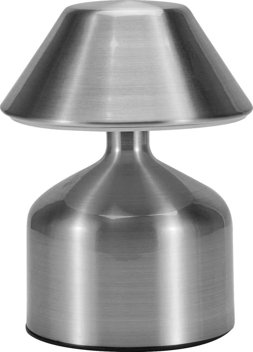 Luxus Europe - Draadloze Tafellamp Touch Mini - Micky - Zilver - 14cm - Tafellamp Slaapkamer - Decoratieve tafellamp - Oplaadbaar - Dimbaar