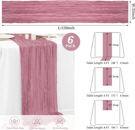 Kaasdoek Tafelloper, 300 X 90 CM Boho Gaas Tafelloper Voor Bruiloften Verjaardagen Babyshowers Kerstmis En Oud Nieuw Tafeldecoratie Kurkuma 3425259945