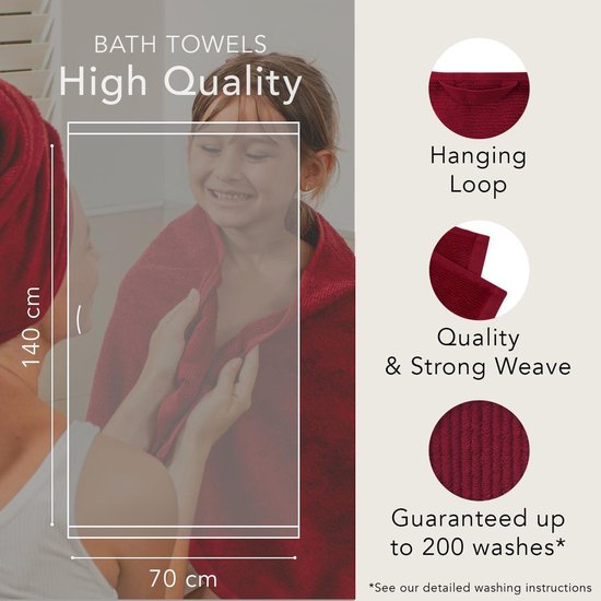 Homéé Keukendoek - scherp rood / wit - 100% katoenen badstof - set van
