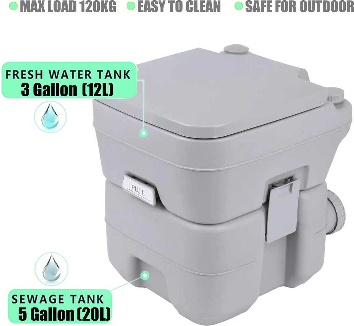 Campingtoilet inklapbaar 30L - Draagbaar camping toilet - Incl. deksel
