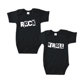 Rompertjes baby met tekst - Rock 'n Roll - Romper zwart - Maat 74/80