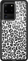 Samsung S20 Ultra hoesje glass - Luipaard grijs | Samsung Galaxy S20 Ultra  case | Hardcase backcover zwart