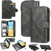 Voor iPhone 11 multifunctionele retro afneembare magnetische horizontale flip lederen tas met kaartsleuven en houder en portemonnee en fotolijst (donkergroen)