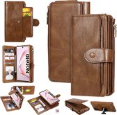 Voor Galaxy Note 10 multifunctionele retro afneembare magnetische horizontale flip lederen tas met kaartsleuven en houder en portemonnee en fotolijst (bruin)
