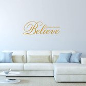 Muursticker Believe In The Beauty Of Your Dreams -  Goud -  80 x 28 cm  -  woonkamer  engelse teksten  alle - Muursticker4Sale