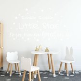 Twinkle Twinkle Little Star -  Wit -  80 x 43 cm  -  baby en kinderkamer  engelse teksten  alle - Muursticker4Sale