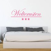 Muursticker Welterusten Met Sterren -  Roze -  80 x 29 cm  -  nederlandse teksten  slaapkamer  alle - Muursticker4Sale