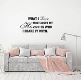 Muursticker What I Love Most About My Home -  Rood -  80 x 40 cm  -  woonkamer  engelse teksten  alle - Muursticker4Sale
