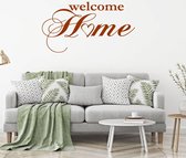 Muursticker Welcome Home Met Hartje -  Bruin -  160 x 85 cm  -  woonkamer  engelse teksten  alle - Muursticker4Sale