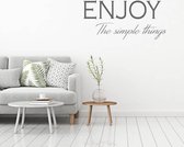 Muursticker Enjoy The Simple Things -  Donkergrijs -  80 x 36cm  -  slaapkamer  engelse teksten  woonkamer  alle - Muursticker4Sale