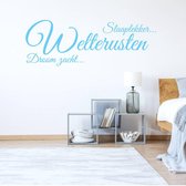 Muursticker Welterusten Slaaplekker Droomzacht - Lichtblauw - 120 x 42 cm - slaapkamer nederlandse teksten