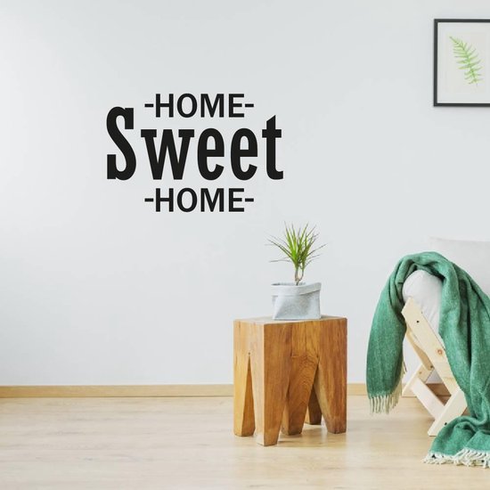 Muursticker Home Sweet Home - Zwart - 60 x 41 cm - woonkamer engelse teksten