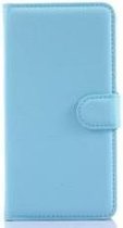 MW Wallet Book Case Lychee Licht Blauw voor Samsung Galaxy Grand Prime