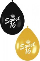 30x stuks Sweet 16 thema ballonnen zwart en goud van 27 cm - Feestartikelen verjaardag versiering