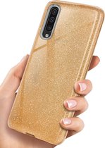 Samsung Galaxy A50S Hoesje Glitters Siliconen TPU Case Goud - BlingBling Cover