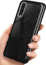 Samsung Galaxy A30S Hoesje Glitters Siliconen TPU Case zwart - BlingBling Cover