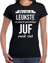 Leukste juf cadeau t-shirt zwart voor dames - verjaardag kado shirt voor een lerares / leerkracht / juf / bedankje S