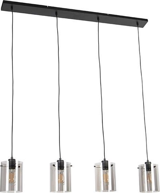 QAZQA dome - QAZQA suspension table à manger - 4 lumières - L 120 cm - Zwart