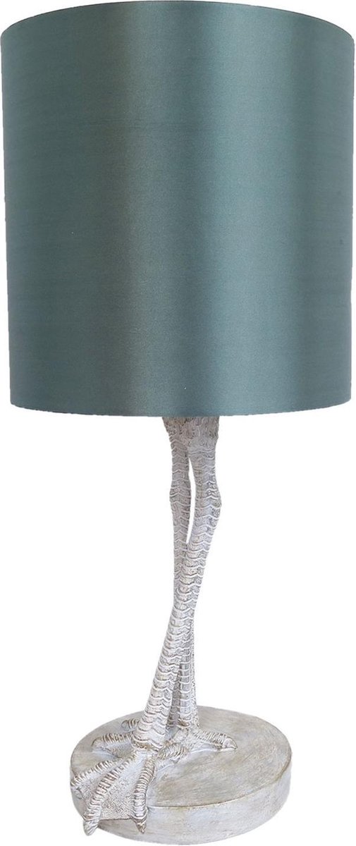 Clayre & Eef Tafellamp Poten Ø 25*56 cm E27/max 1*60W Grijs Kunststof Rond Bureaulamp Nachtlampje