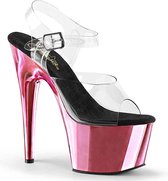 Pleaser - ADORE-708 Sandaal met enkelband, Paaldans schoenen - Paaldans schoenen - 42 Shoes - Zwart/Roze