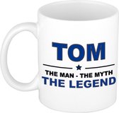 Naam cadeau Tom - The man, The myth the legend koffie mok / beker 300 ml - naam/namen mokken - Cadeau voor o.a  verjaardag/ vaderdag/ pensioen/ geslaagd/ bedankt