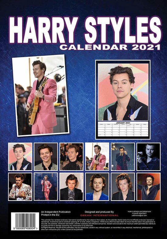 Harry Styles Kalender 2021 A3 | bol.com