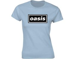 Oasis - Decca Logo Dames T-shirt - XL - Blauw
