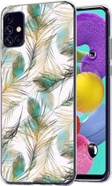 iMoshion Hoesje Siliconen Geschikt voor Samsung Galaxy A51 - iMoshion Design hoesje - Goud / Meerkleurig / Groen / Golden Peacock