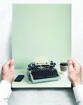 Wandbord: Retro Typewriter Met Koffie - Typemachine / Schrijfmachine - Vintage - 30 x 42 cm