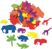 Hobby artikelen 150x foam rubberen dieren gekleurd - Knutselen