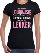 Gewone vrouw / journaliste cadeau t-shirt zwart voor dames L