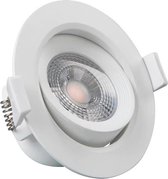 LED Spot - Inbouwspot - Facto Niron - 7W - Warm Wit 3000K - Mat Wit - Rond - Kantelbaar