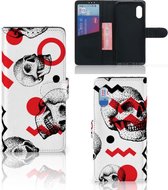 GSM Hoesje Geschikt voor Samsung Xcover Pro Bookstyle Case Skull Red