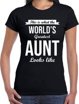 Worlds greatest aunt tante cadeau t-shirt zwart voor dames L