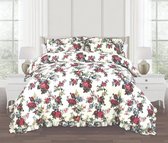 Dekbedovertrek Ruches & Bloemen - Blossom - Bordeauxrood - 1-Persoons - 140 x 200/220 cm + 1 kussensloop