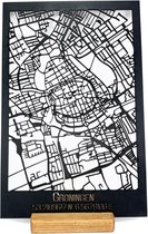 Standing Citymap Groningen MDF hout - 25x35 cm - Stadskaart woondecoratie - Wanddecoratie