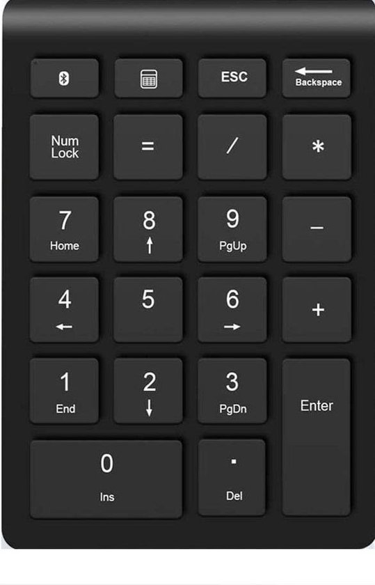 Draadloze Numpad - Draadloos Numeriek Toetsenbord - 22 toetsen - Bluetooth  - Zwart | bol