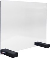 STAS - Plexiglas Scherm - 60x100cm + set houten steunen - Preventiescherm - Spatscherm Plexiglas - Kuchscherm - Baliescherm