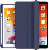 Tablet hoes geschikt voor iPad 10.2 2019 / 2020 / 2021 - Tri-Fold Book Case - Smart Folio cover met Pencil houder - Blauw