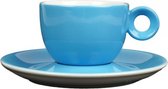 Blauw koffiekopje met schotel - 150ml - Mosterdman