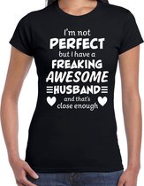 Freaking awesome Husband / echtgenoot cadeau t-shirt zwart dames S