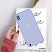 Voor Galaxy A10 Golden Love Heart Pattern Frosted TPU beschermhoes (lichtpaars)