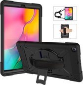 Voor Galaxy Tab A 10.1 (2019) T510 Contrastkleur Siliconen + PC-combinatiehoes met houder (zwart)