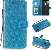 Geperst Printing Rattan Flower Pattern Horizontal Flip PU Leather Case for Huawei Y7 2019 / Enjoy 9, with Holder & Card Slots & Wallet & Photo Frame (Blue)