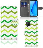 Huawei P40 Lite Telefoon Hoesje Zigzag Groen