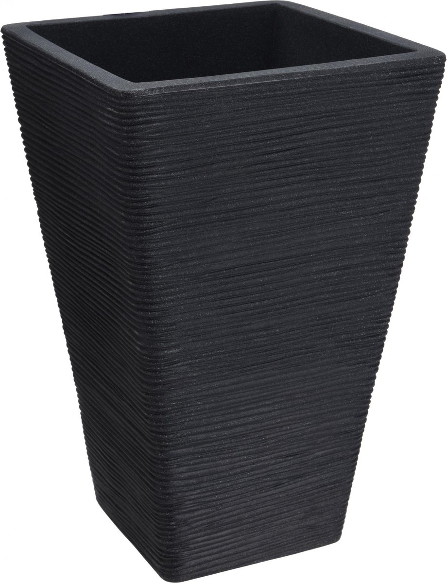Bloempot - Bloembak - Plantenbak - Geribbeld - Vierkant - Zwart - 35x56 cm