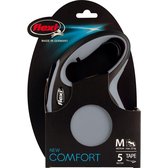 Flexi New Comfort Tape - Hondenriem - Grijs/Zwart - M - 5 m - (<25 kg)