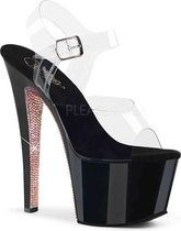Pleaser Sandaal met enkelband, Paaldans schoenen -38 Shoes- SKY-308CRS Paaldans schoenen Zwart/Roze