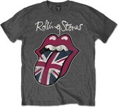 The Rolling Stones Heren Tshirt -L- Union Jack Tongue Grijs